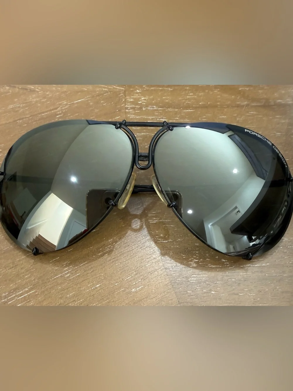Authentic Porsche Design Aviator Sunglasses in Mirrored Gray